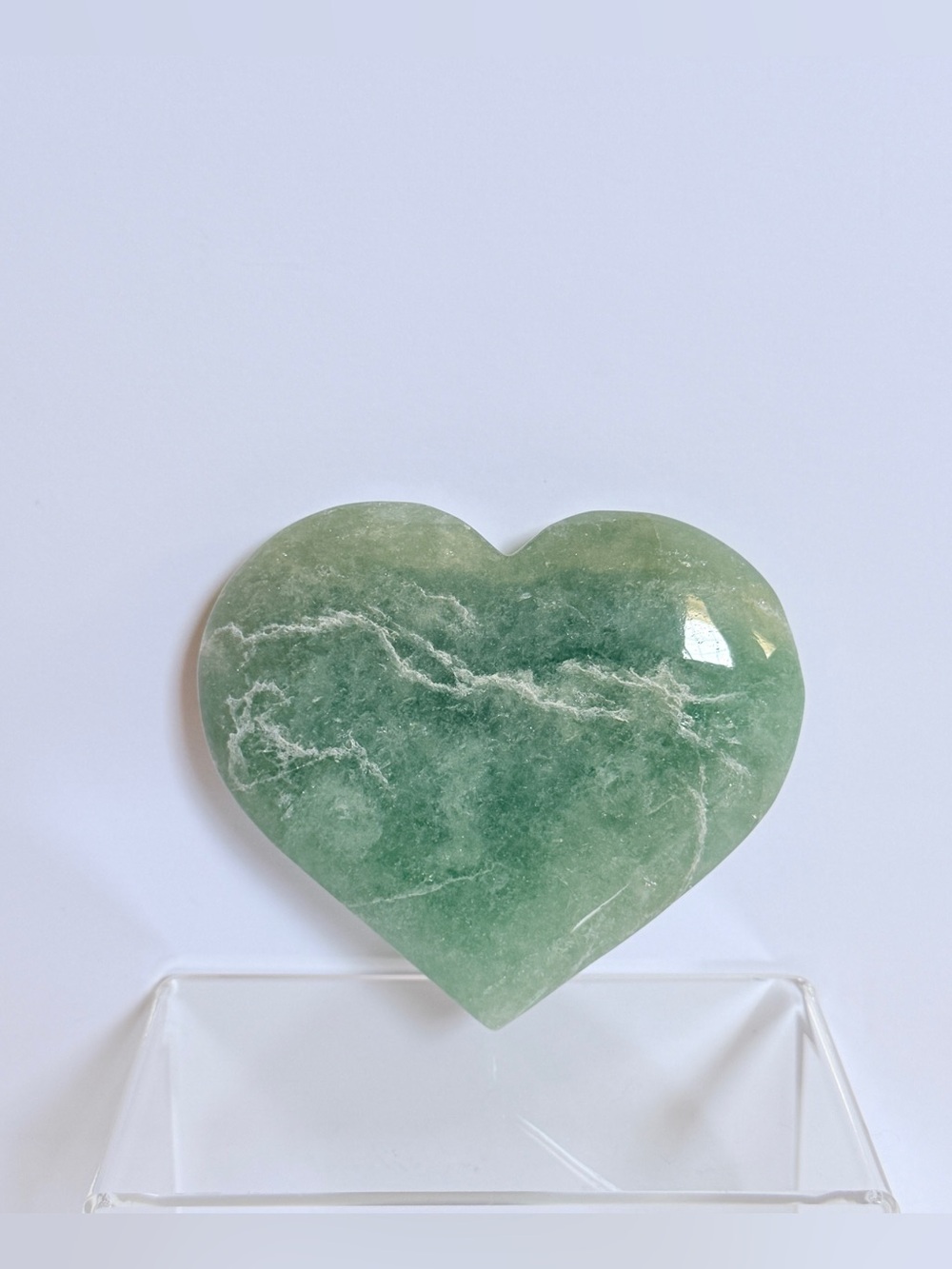 Stunning Green Strawberry Quartz Heart – Polished Crystal Carving 13.8oz